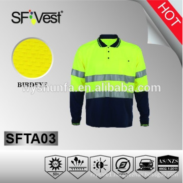high visibility polo shirt long sleeve high visibility reflective tape t-shirt reflective safety clothing safety workwear